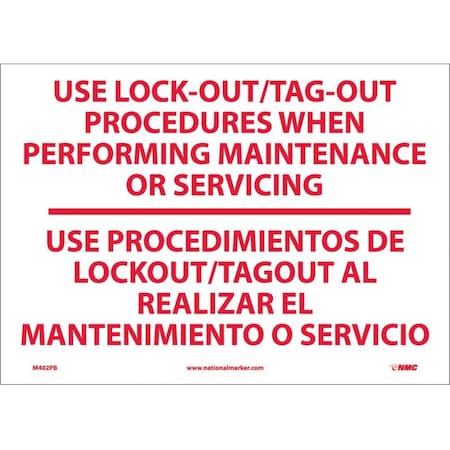 Nmc Use Lock-Out/Tag-Out Procedures Sign - Bilingual M402PB