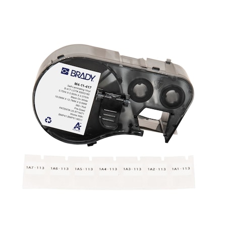 Brady Wraparound Label, White, Vinyl, 1/2 in W M4-11-427