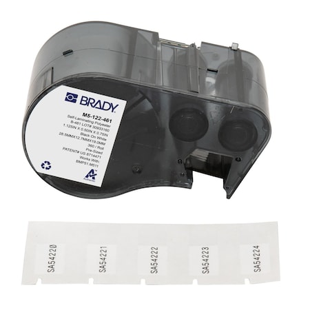 Brady Label/RibbonCartridge, White, 1-1/8inW M5-122-461