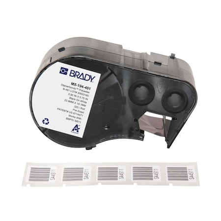 Brady Label/RibbonCartridge, White, 29/32inW M5-194-481