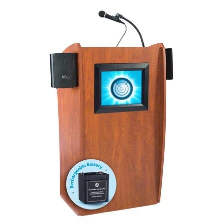 Oklahoma Sound Vision Floor Lectern with Sound, Digital Display and Recharge Battery M612-S