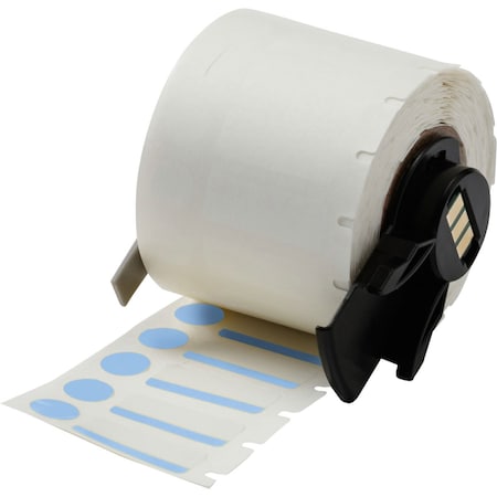 Brady Pre-CutLabelStockRoll, Blue/White, Gloss M6-98-494-BL