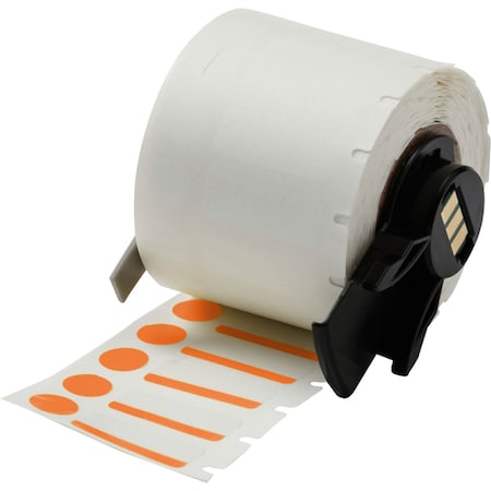 Brady Pre-CutLabelStockRoll, Orange/White, Gloss M6-98-494-OR