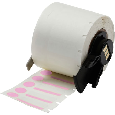 Brady Pre-CutLabelStockRoll, Pink/White, Gloss M6-98-494-PK
