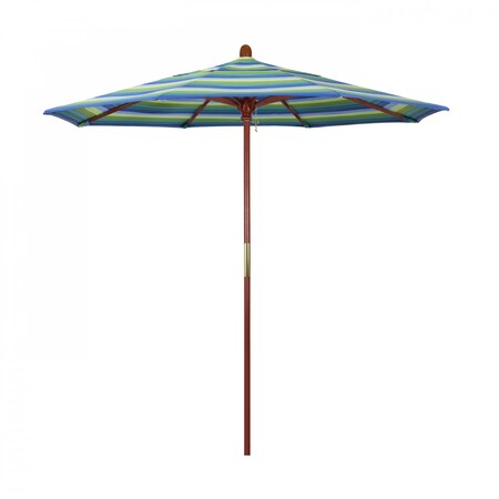 California Umbrella Patio Umbrella, Octagon, 93.13" H, Sunbrella Fabric, Seville Seaside 194061035979