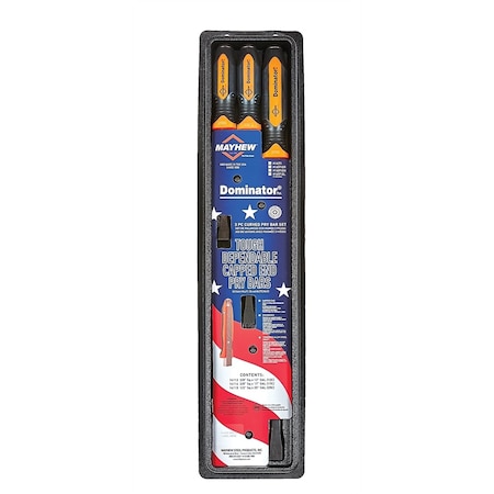 Mayhew Curved Pry Bar Dominator, Orange, 3 pcs. 14071OR