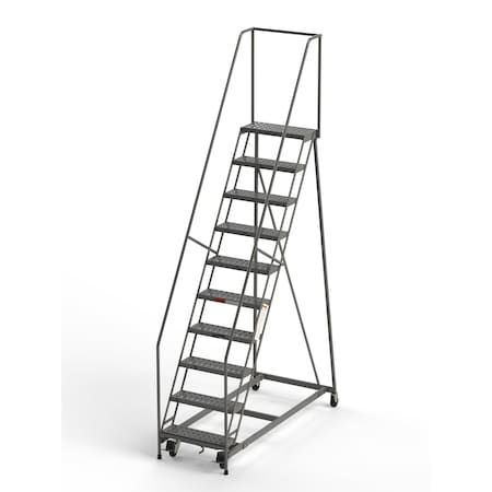 Ega Products Industrial Rolling Ladder, 10 Steps, 24"W Perforated Tread, 450 lbs. Capacity B10026HSU