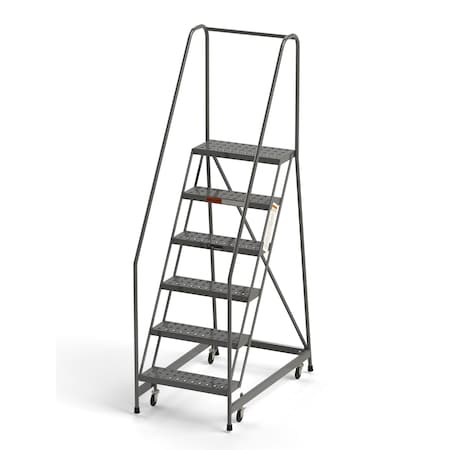 Ega Products Industrial Rolling Ladder, 6 Steps, 24"W Perforated Tread, 450 lbs. Capacity B6026HSU