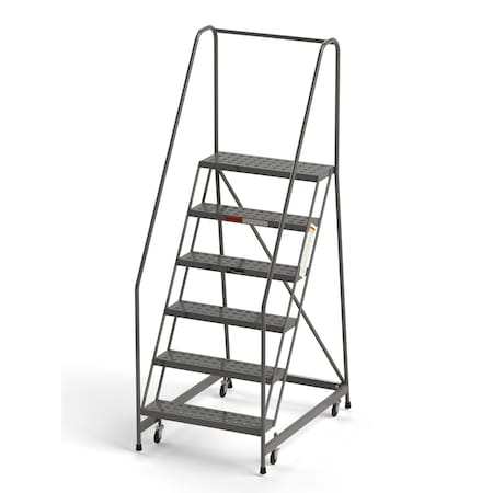 Ega Products Industrial Rolling Ladder, 6 Steps, 30"W Perforated Tread, 450 lbs. Capacity B6032HSU