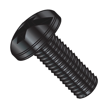 Zoro Select 1/4"-20 x 1/2 in Combination Phillips/Slotted Pan Machine Screw, Black Oxide Steel, 3500 PK 1408MCPB