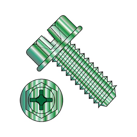 Zoro Select #10-32 x 3/8 in Combination Phillips/Slotted Hex Machine Screw, Zinc Plated Steel, 7000 PK 1106MCWHG