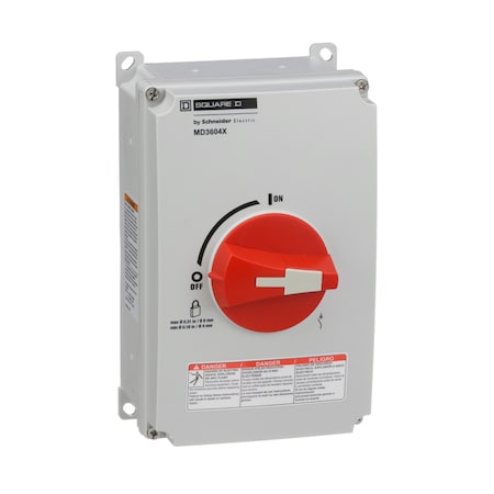 Square D Nonfusible, Motor Disconnect Switch, General Duty, 240 V, 480 V, 600 V, 3PST MD3604X