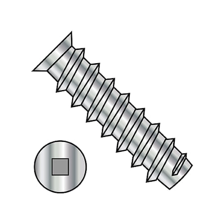 Zoro Select Wood Screw, Steel, Flat Head Square Drive M6.313DEQFN