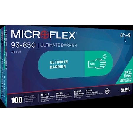 Ansell 93-850, Nitrile Disposable Gloves, 4.7 mil Palm , Nitrile, Powder-Free, 2XL, 1000 PK, Green MFX93850110-CASE