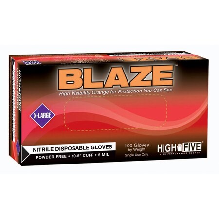 Ansell Blaze, Disposable Gloves, Nitrile, Powder-Free, 2XL, Orange MFXN485