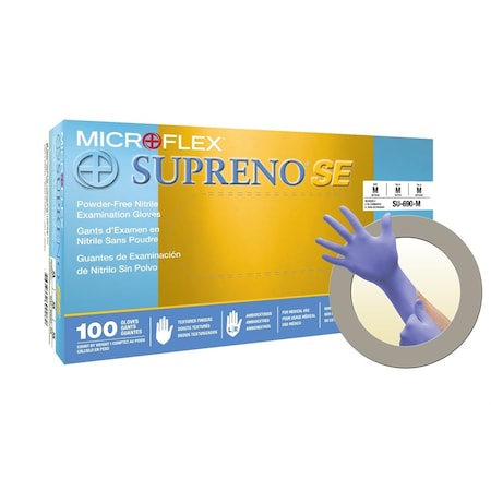 Ansell Supreno, Disposable Gloves, 4.3 mil Palm, Nitrile, Powder-Free, L, Violet Blue MFXSU690L-CASE