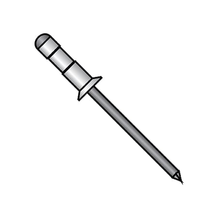 Zoro Select Blind Rivet, Countersunk Head, 3/16 in Dia., 0.710 in - 0.800 in L, Aluminum Body, 4000 PK C-0621B