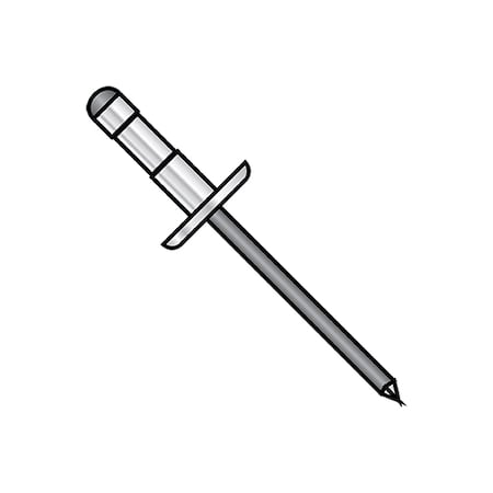 Zoro Select Blind Rivet, Low Profile Head, 3/16 in Dia., 0.660 in - 0.730 in L, Aluminum Body, 4000 PK L-0619B