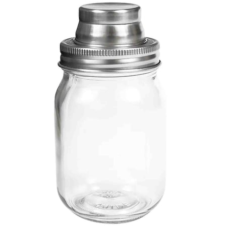 Tablecraft Mason Jar Glass Cktail Shkr SS Top, 14OZ MJS14