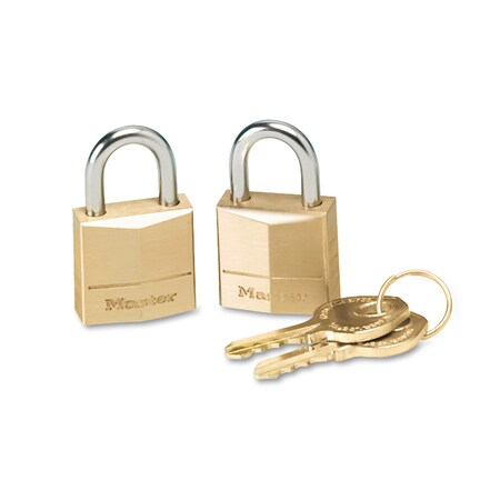 Master Lock Three-Pin Brass Tumbler Locks, PK2 120T