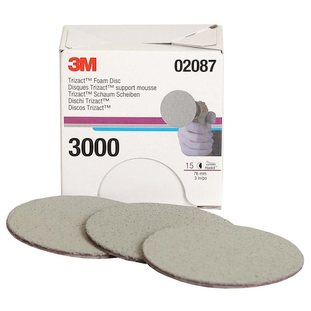 3M Trizact Hookit Foam Discs, 3", P3000 Grit 15/Box MMM2087