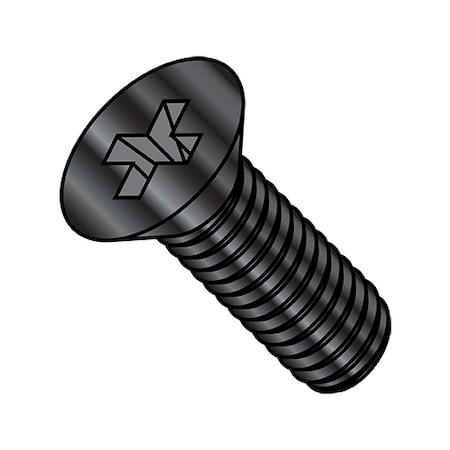 Zoro Select 5/16"-18 x 2-1/2 in Phillips Flat Machine Screw, Zinc Black Steel, 750 PK 3140MPFBZ
