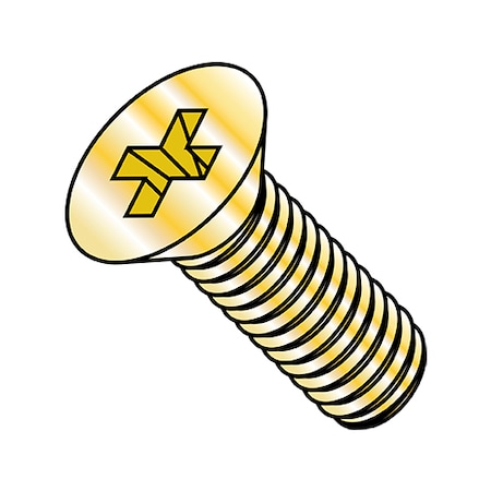 Zoro Select #4-40 x 1/4 in Phillips Flat Machine Screw, Zinc Yellow Steel, 10000 PK 0404MPFY