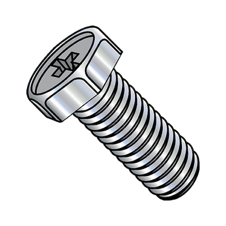 Zoro Select #8-32 x 3/4 in Phillips Hex Machine Screw, Zinc Plated Steel, 8000 PK 0812MPH