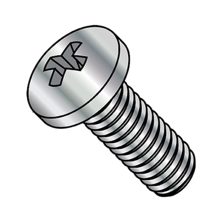 Zoro Select #8-32 x 3/8 in Phillips Pan Machine Screw, Nickel Plated Steel, 10000 PK 0806MPPNP