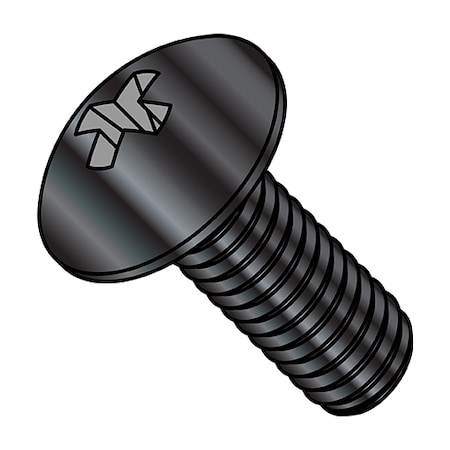 Zoro Select 1/4"-20 x 1-1/4 in Phillips Truss Machine Screw, Zinc Black Steel, 2000 PK 1420MPTBZ