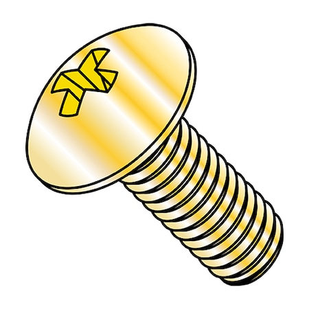 Zoro Select 1/4"-20 x 1/2 in Phillips Truss Machine Screw, Zinc Yellow Steel, 3000 PK 1408MPTY