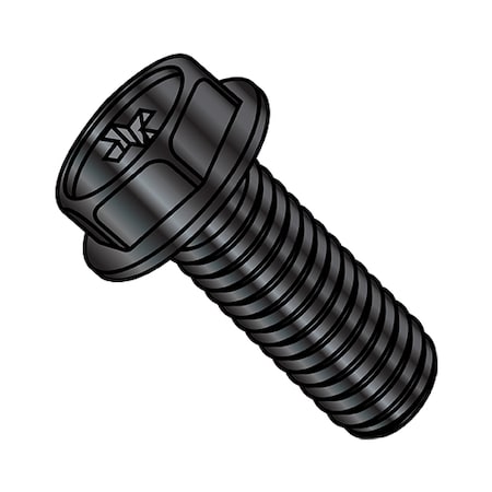 Zoro Select 1/4"-20 x 5/8 in Phillips Hex Machine Screw, Black Oxide Steel, 3000 PK 1410MPWB