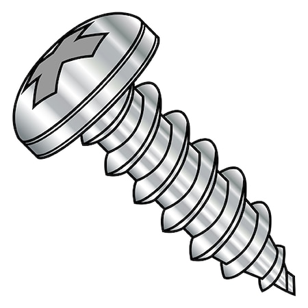 Zoro Select Self-Drilling Screw, #10-16 x 1 in, Plain 410 Stainless Steel Pan Head Phillips Drive, 1000 PK MS51861-49C