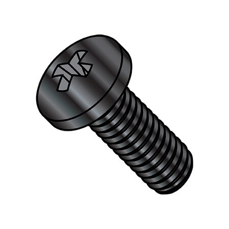 Zoro Select 1/4"-28 x 3/4 in Phillips Pan Machine Screw, Black Oxide Steel, 500 PK MS51958-81B