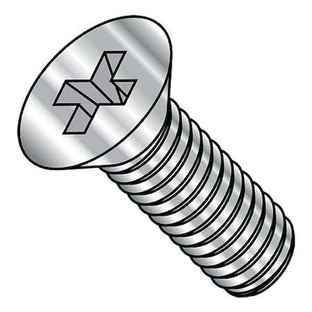 Zoro Select #8-32 x 1/2 in Phillips Flat Machine Screw, Plain Stainless Steel, 2000 PK MS51959-45