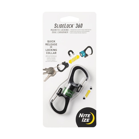 Nite Ize SLIDELOCK® 360° MAGNETIC LOCKING DUAL CARABINER, 1.6in Length, Aluminum, Olive MSBL-08-R7