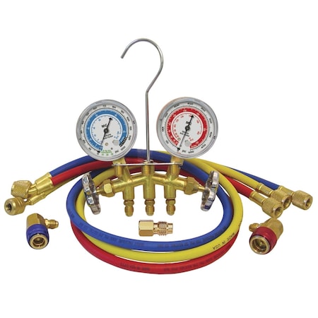 Mastercool Gauge Set, Dual Brass, 72" Hoses 66773