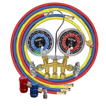 Mastercool Brass Gauge Set W/60" Hoses/Manual 81661