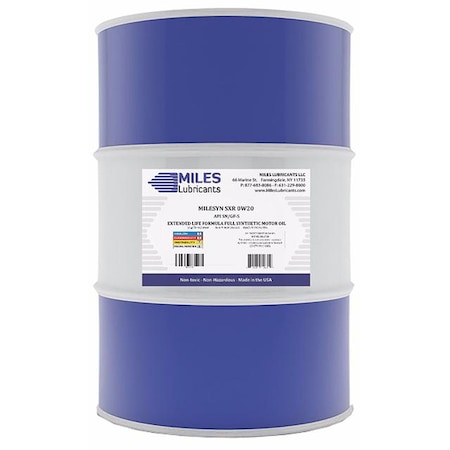 Miles Lubricants Synthetic Motor Oil, 0W-20, 55 Gal. MSF100501