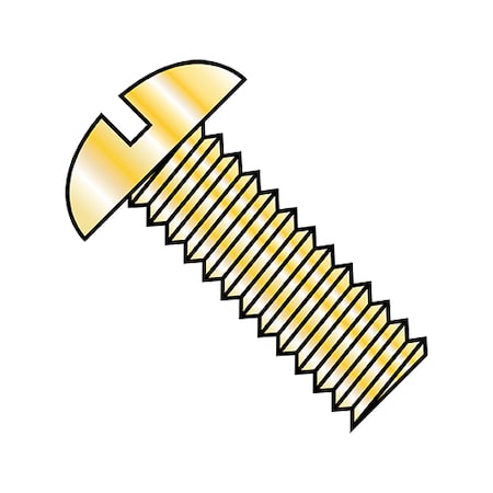 Zoro Select 1/4"-20 x 1 in Slotted Round Machine Screw, Zinc Yellow Steel, 2500 PK 1416MSRY