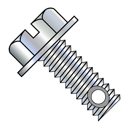 Zoro Select 3/8"-16 x 3-1/2 in Slotted Flange Hex Machine Screw, Zinc Plated Steel, 200 PK 3756MSWD