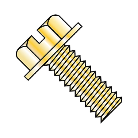 Zoro Select #10-24 x 1/2 in Slotted Hex Machine Screw, Zinc Yellow Steel, 7000 PK 1008MSWY
