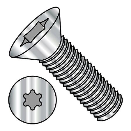 Zoro Select 10-32X3/4 6 LOBE FLAT FT MS STAINLESS STEEL 1112MTF188