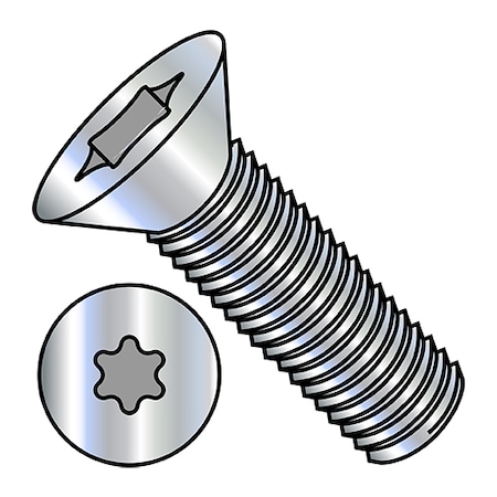 Zoro Select #6-32 x 7/16 in Torx Flat Machine Screw, Zinc