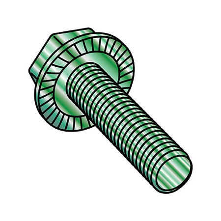 Zoro Select 8-32X1/4 SER HX WASH FLANGE FT ZINC GREEN, PK10000 0804MWWG