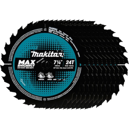 Makita 7-1/4" 24T Carbide-Tipped Circular Saw Blade, 10/pk B-61656-10
