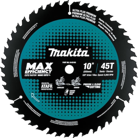 Makita Carbide-Tipped Max Efficiency Miter Saw Blade 45T 10" B-62103