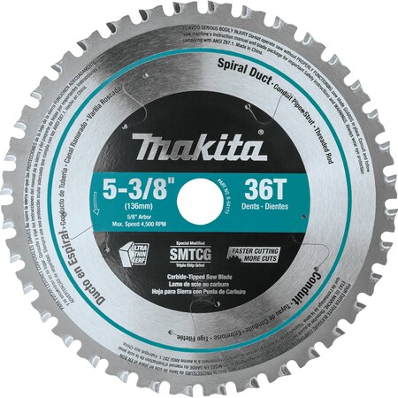 Makita Carbide-Tipped Saw Blade, Metal, 5-3/8" B-64179