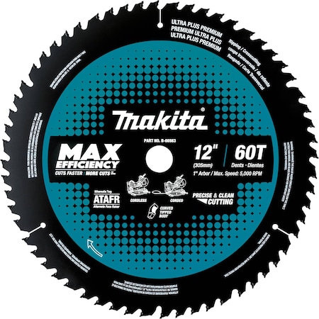 Makita 12" 60T Carbide-Tipped Max Efficiency Miter Saw Blade B-66983