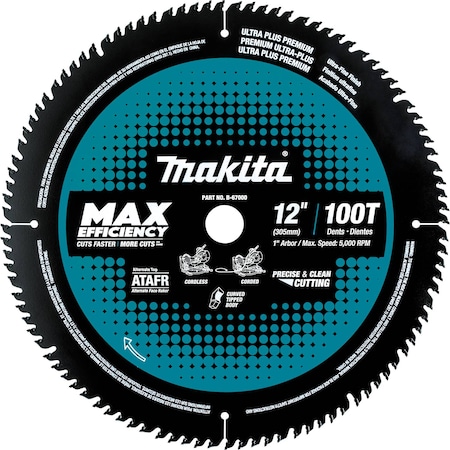 Makita Carbide-Tipped Max Efficiency Miter Saw Blade 100T 12" B-67000